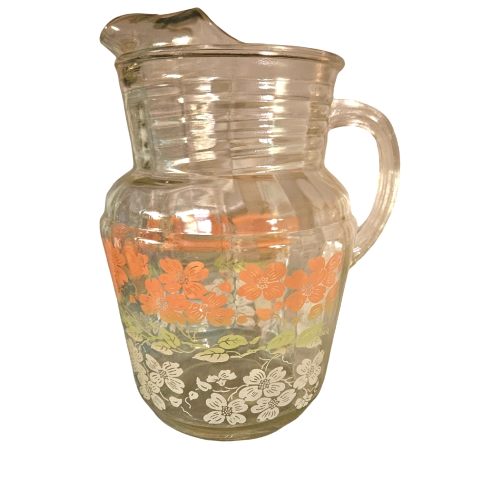 Vintage 1940’s Anchor Hocking dogwood ice lip pitcher